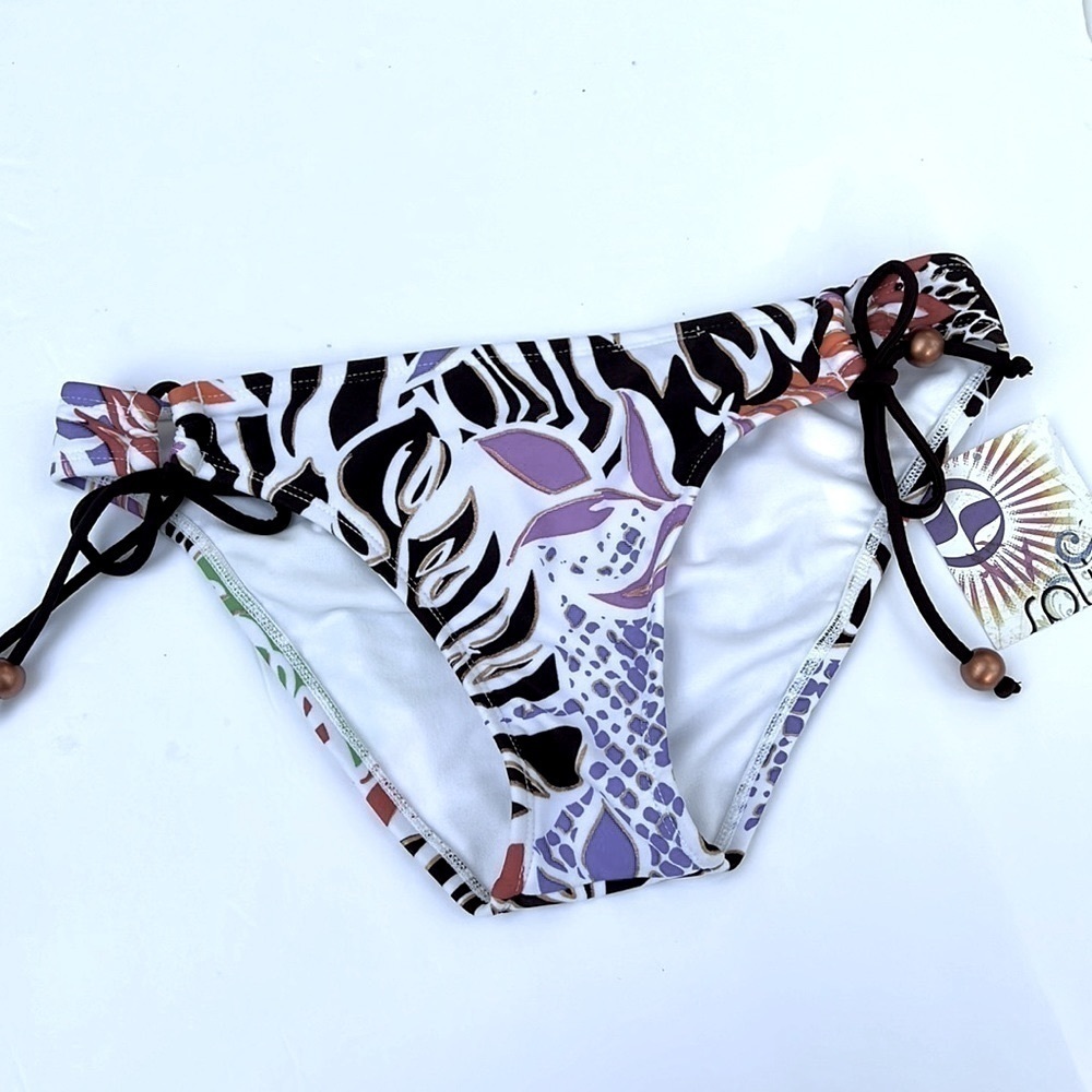 Split Multi color adjustable hipster bikini bottom size medium NWT